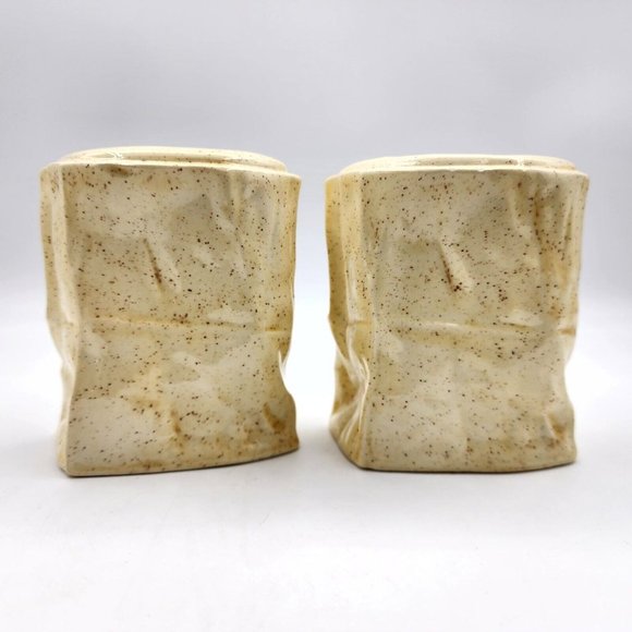 Vintage E.S. Molds Paper Bag Salt & Pepper Shakers Set 5 in Handmade 1970s - Picture 3 of 11